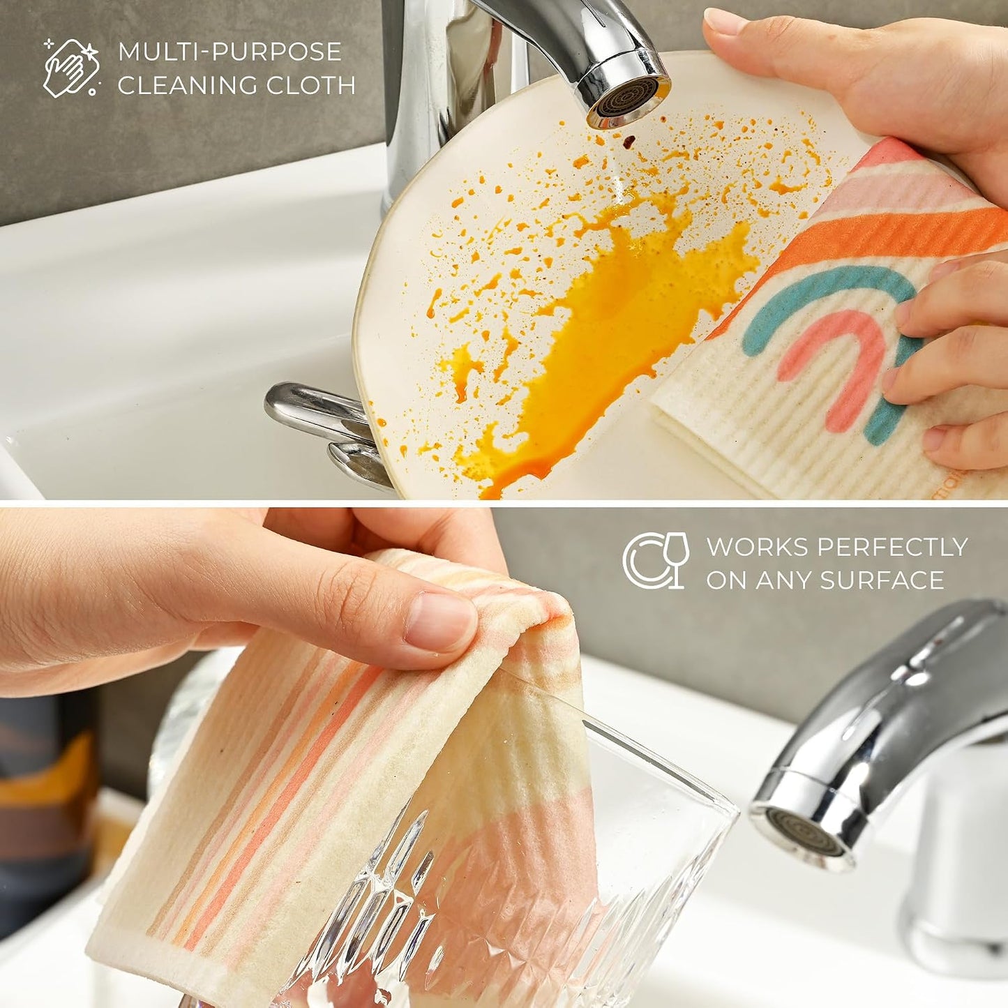 Paquete 4 paños cocina reutilizables lavables modernos