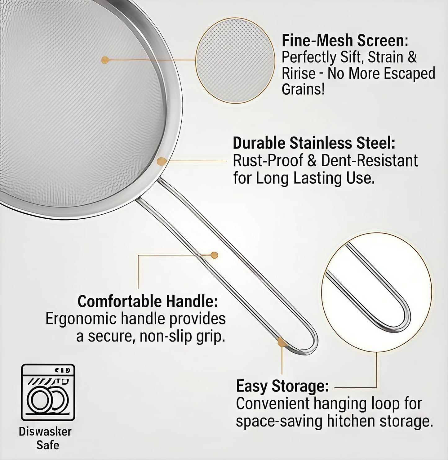 Juego de 3 coladores de acero inoxidable fina para cocina