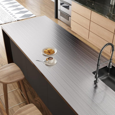 Papel contacto acero inox a rayas 15.7x80pulg impermeable