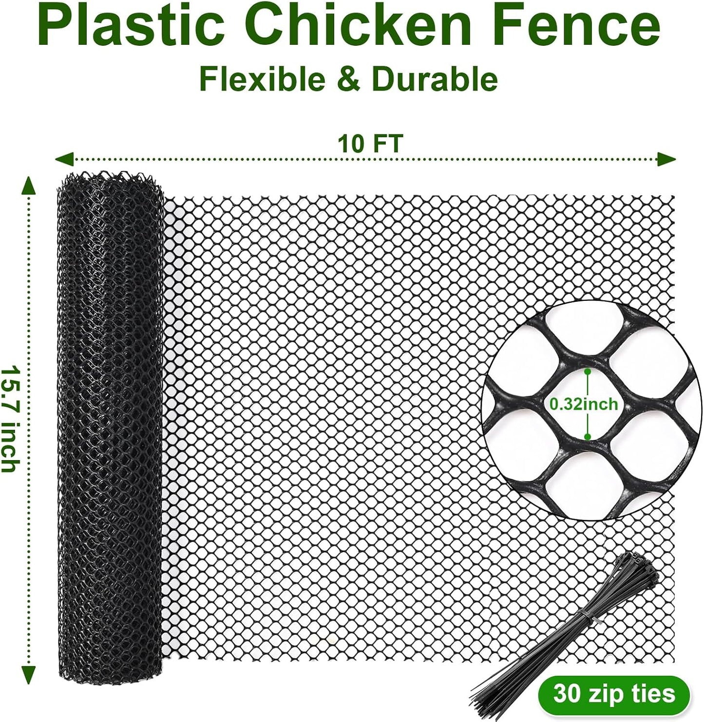 Malla plástica para animales 15.7pulg x10ft color negro