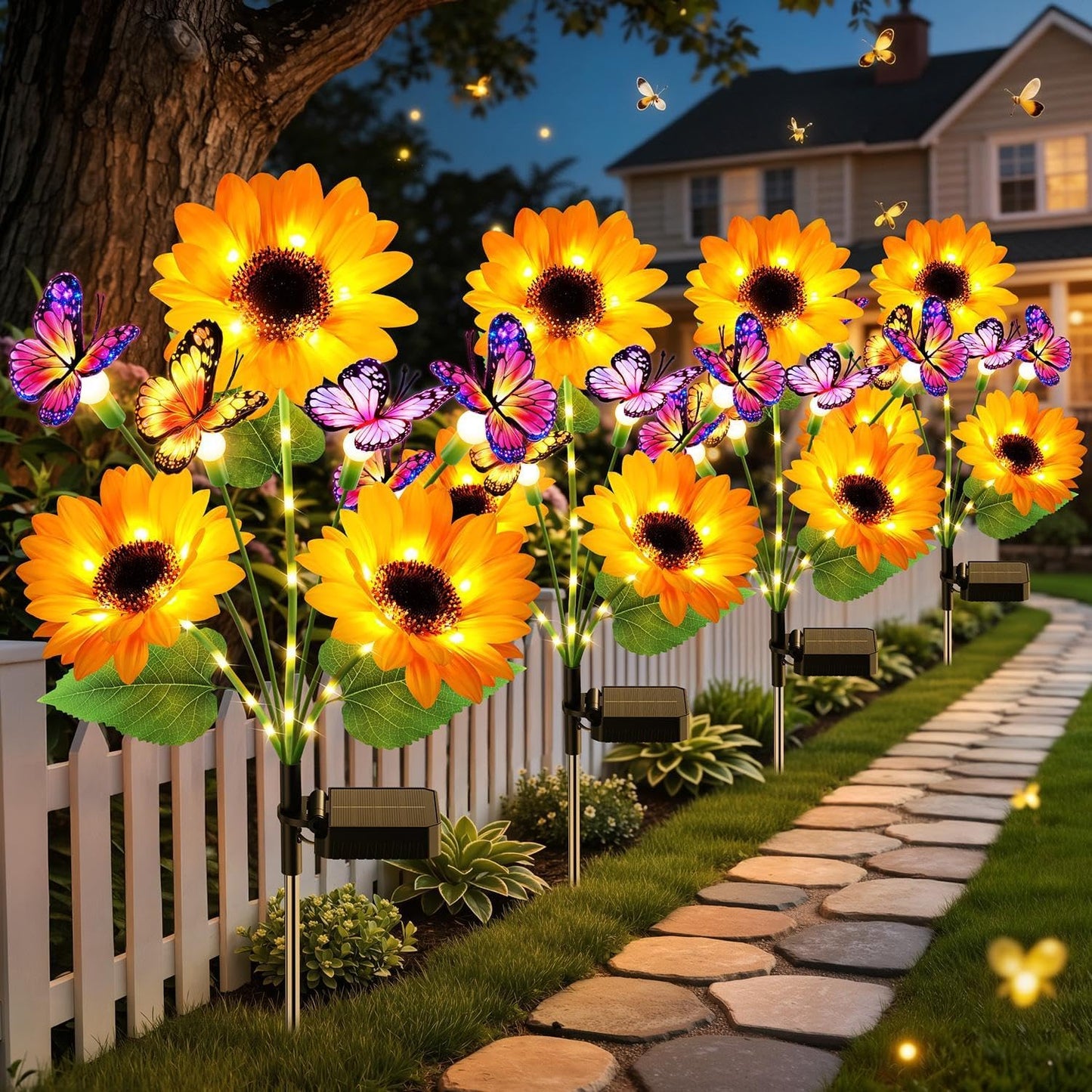 Luz solar jardinera con mariposas regalo para mamá