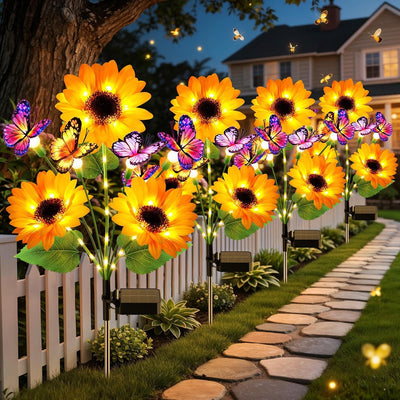 Luz solar jardinera con mariposas regalo para mamá