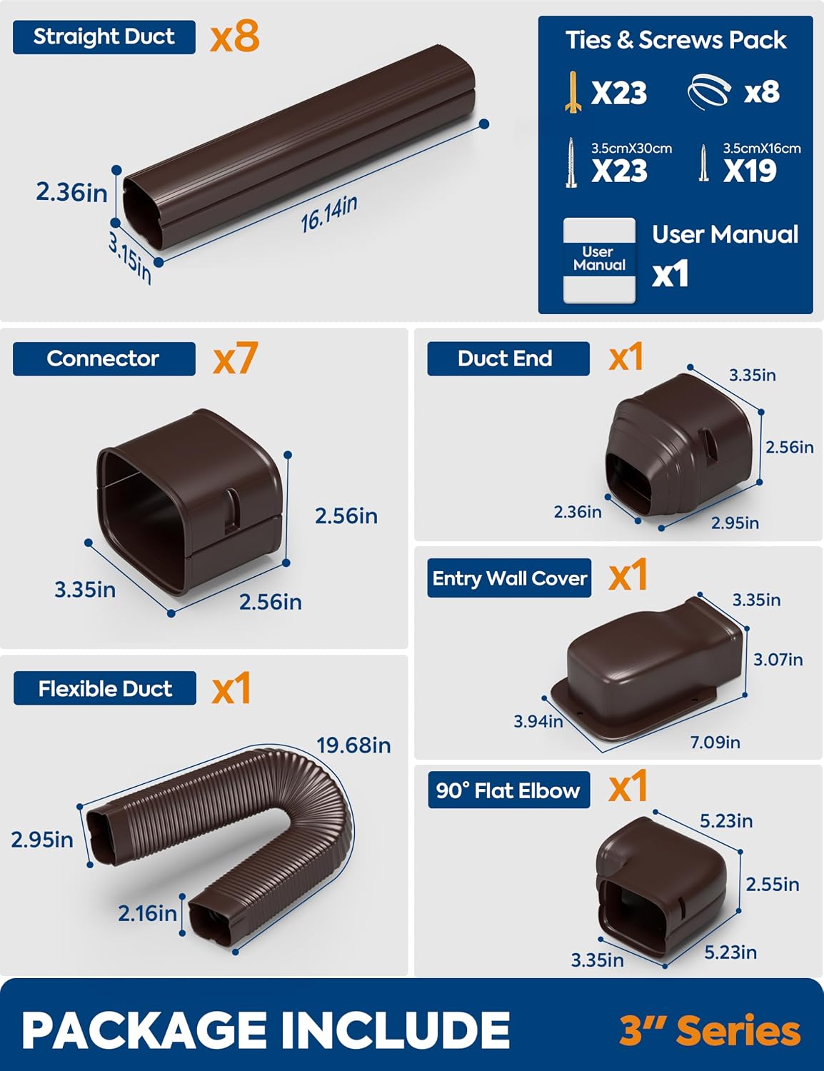 Cubierta minisplit PP 3x13ft conducto flexible