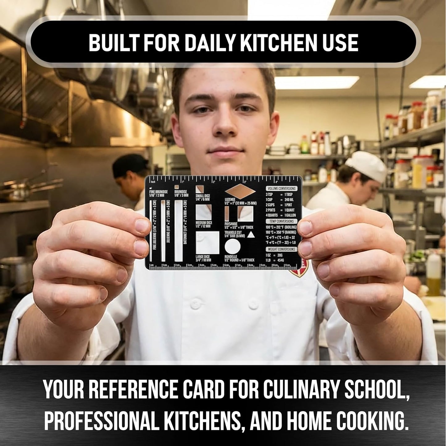 Regla acero inox para cortar con conversiones cocina