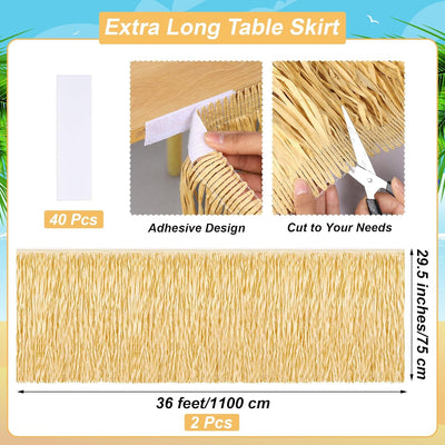 Rollo falda mesa hierba 36x29.5pulg pancarta flecos hawaiana