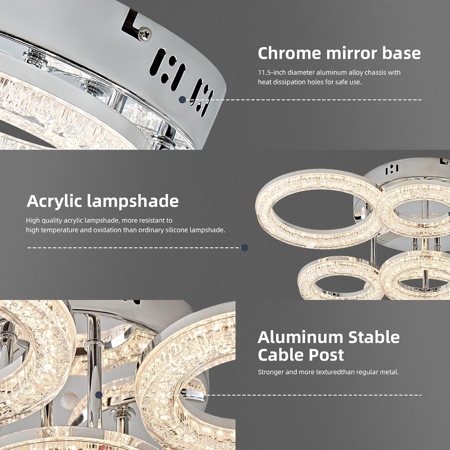 Lámpara techo moderna 7 anillos 23pulg LED regulable
