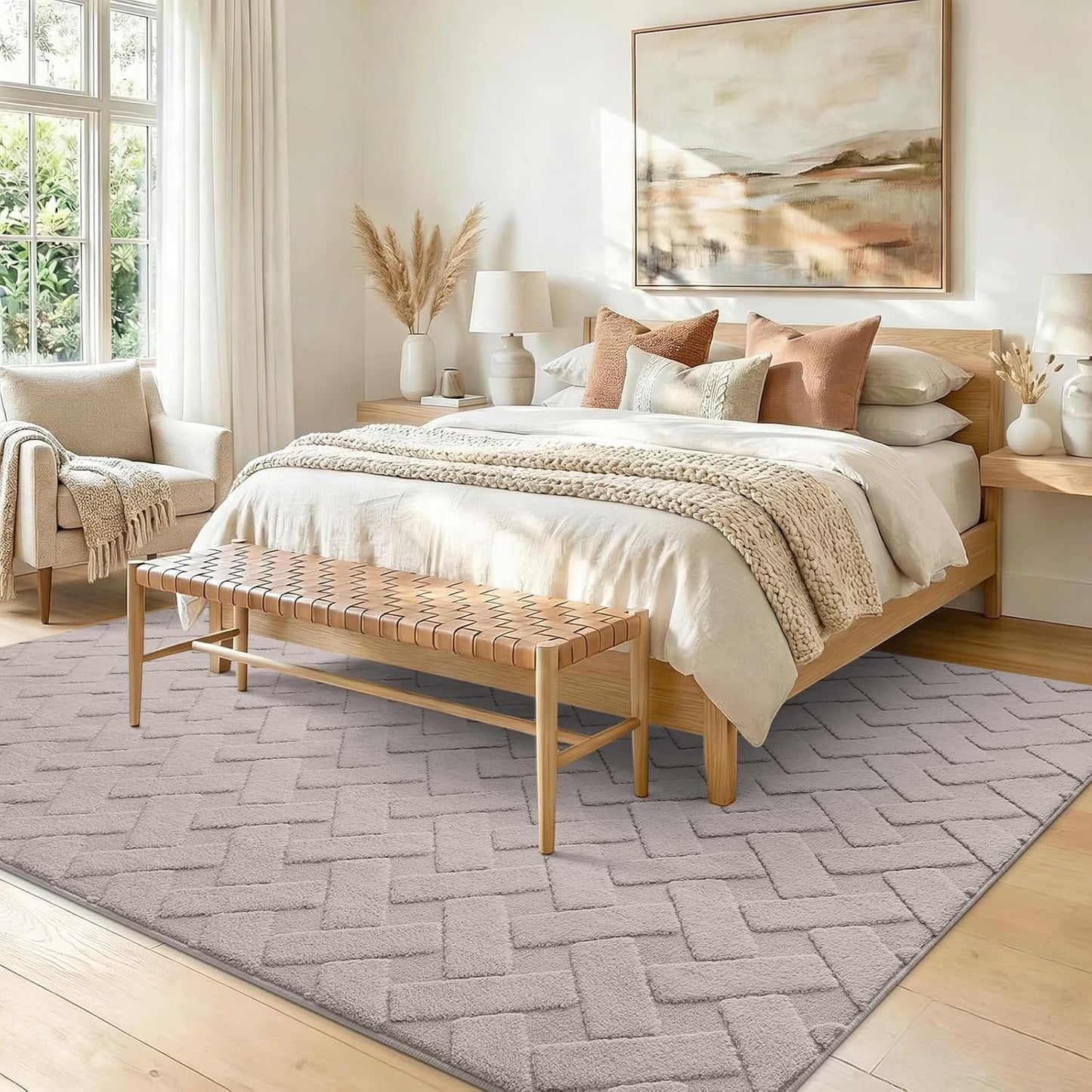 Alfombra área 4x6ft para sala dormitorio niños suave geométrica