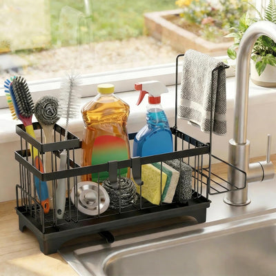 Soporte esponja fregadero con paño cepillo drenaje automático