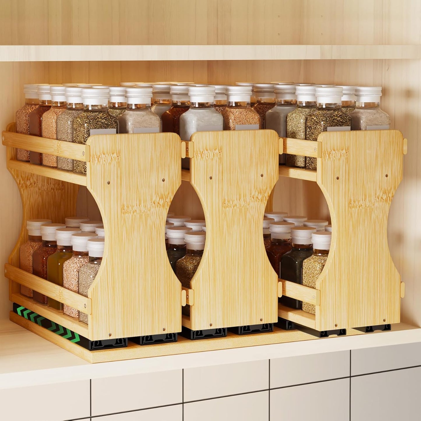 Organizador de especias extraíble de bambú para cocina 13.9 pulgadas