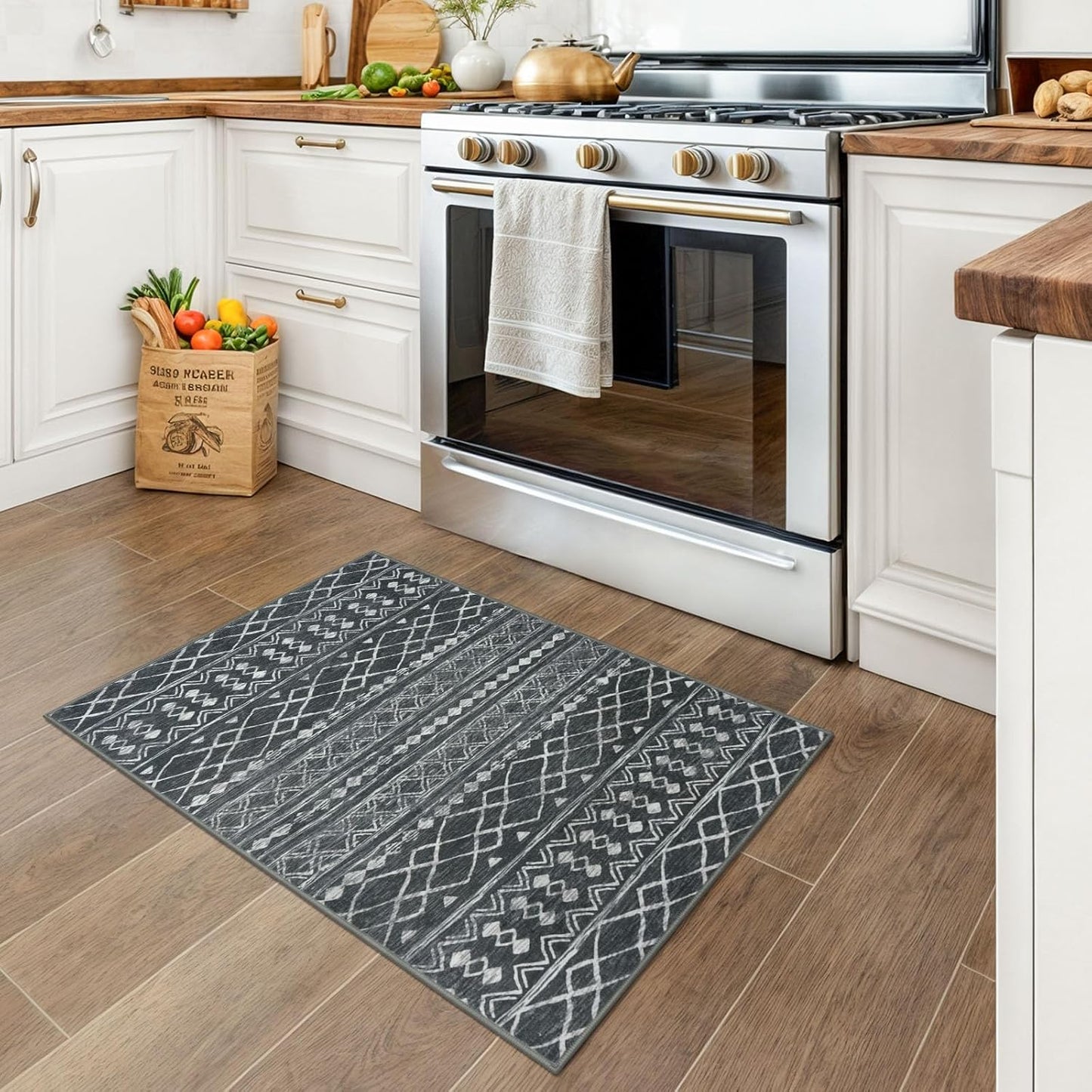Alfombra antideslizante lavable 2x3ft tapete marroquí bohemio