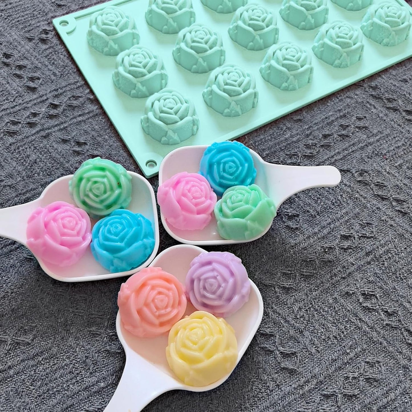 Moldes de silicona para fondant rosa con 15 cavidades
