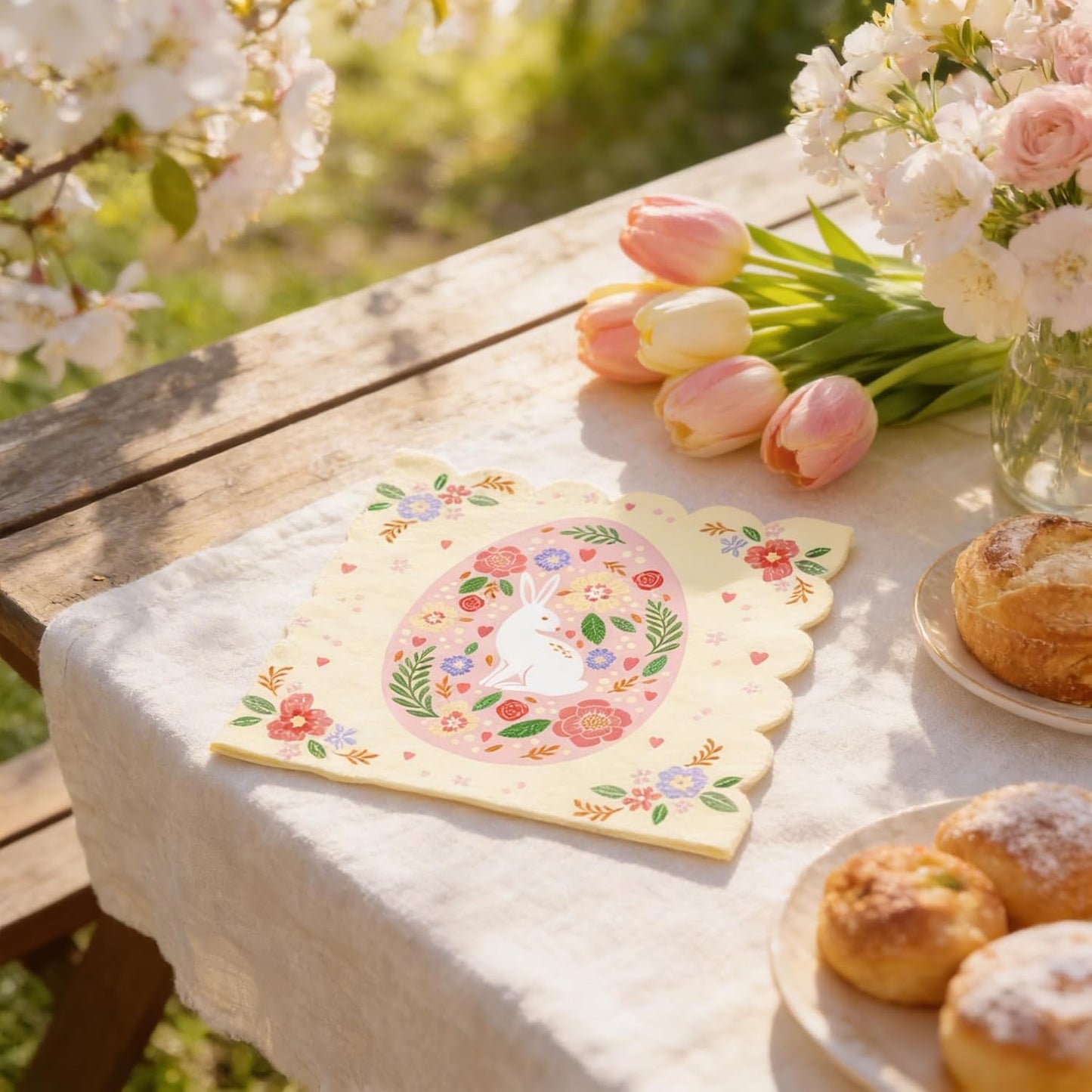 Servilletas Decoupage Pascua 40uds 13x13pulg Conejo Flores