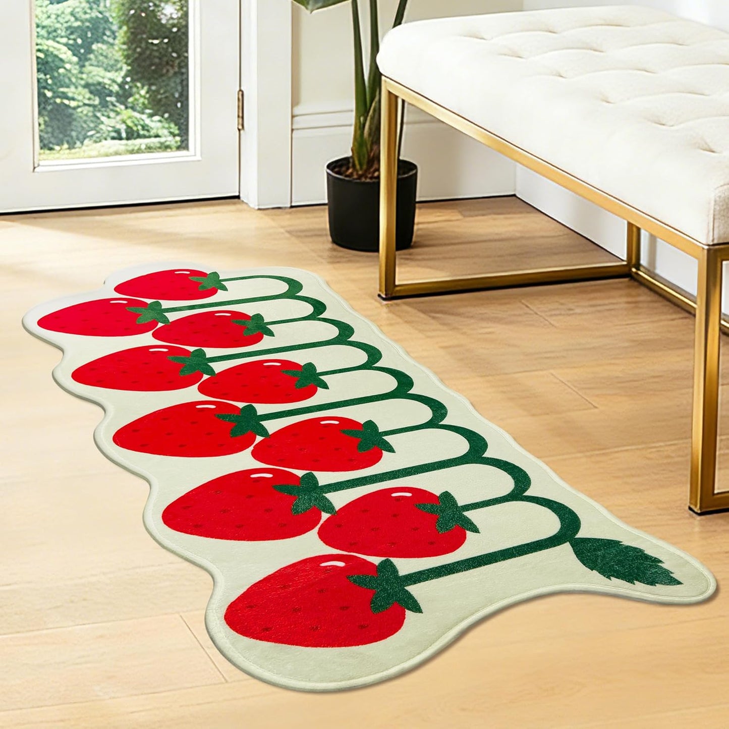 Alfombra pasillo pelo bajo antideslizante forma fruta