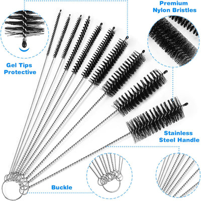 Set 10 Cepillos Limpieza Tubo 8pulg Cepillo Drenaje 60pulg Negro
