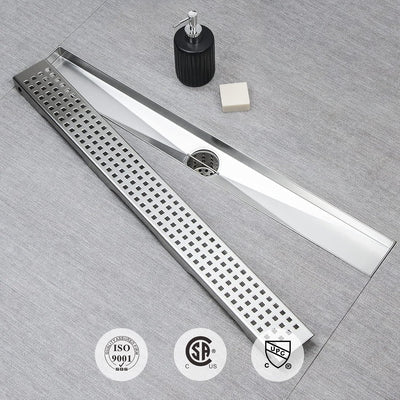 Desagüe ducha lineal 16pulg acero inox cepillado con colador