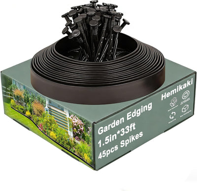 Borde jardín 1.5pulg x33ft plástico paisajismo 45púas