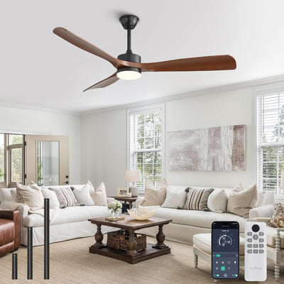 Ventilador techo 60pulg luz control APP 3 tonos 6 vel