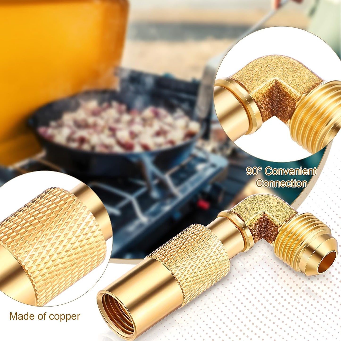 Adaptador 3/8pulg codo para parrilla Blackstone 17-22pulg