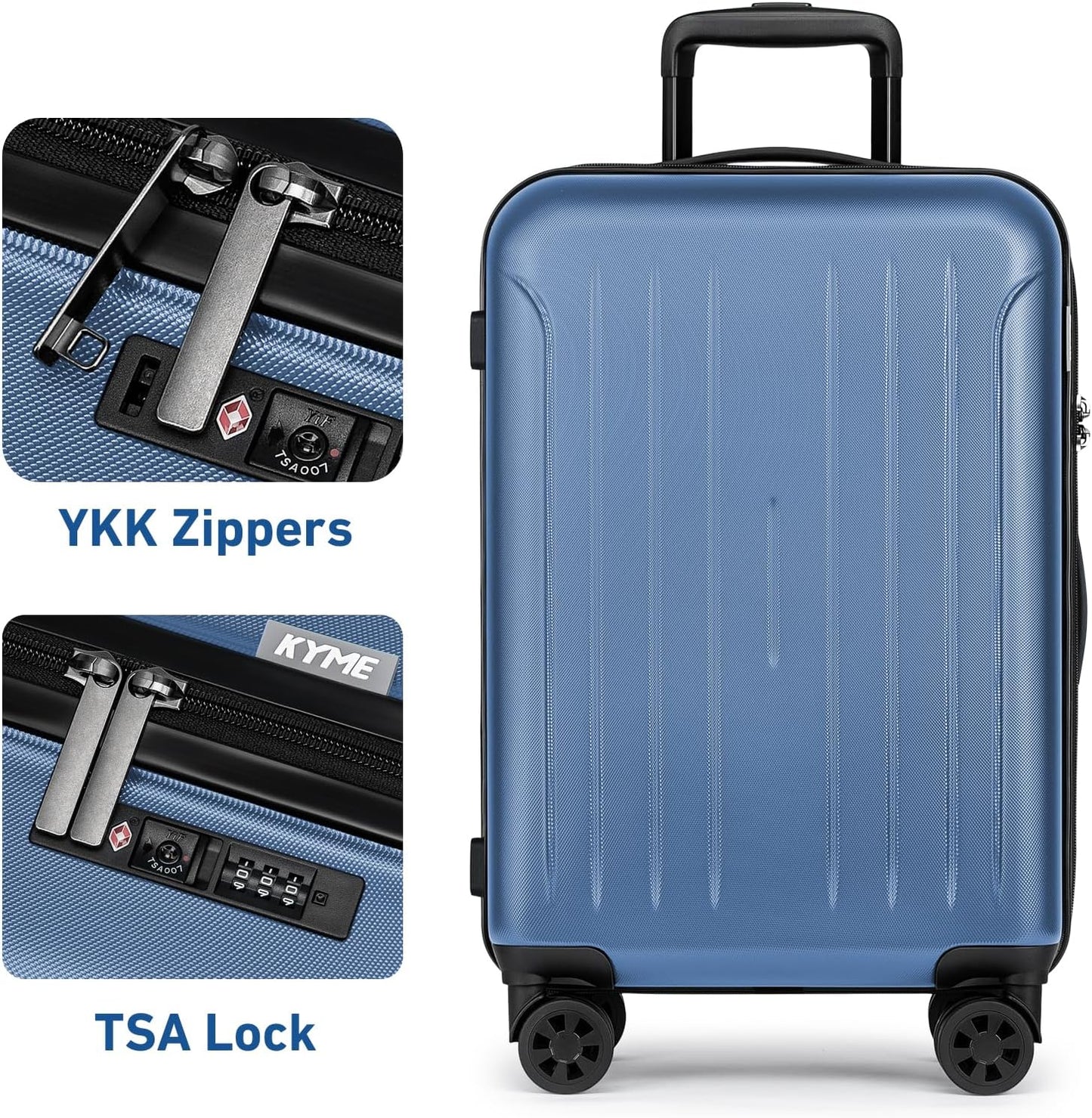 Maleta Hardshell ruedas dobles TSA cerradura azul sólido