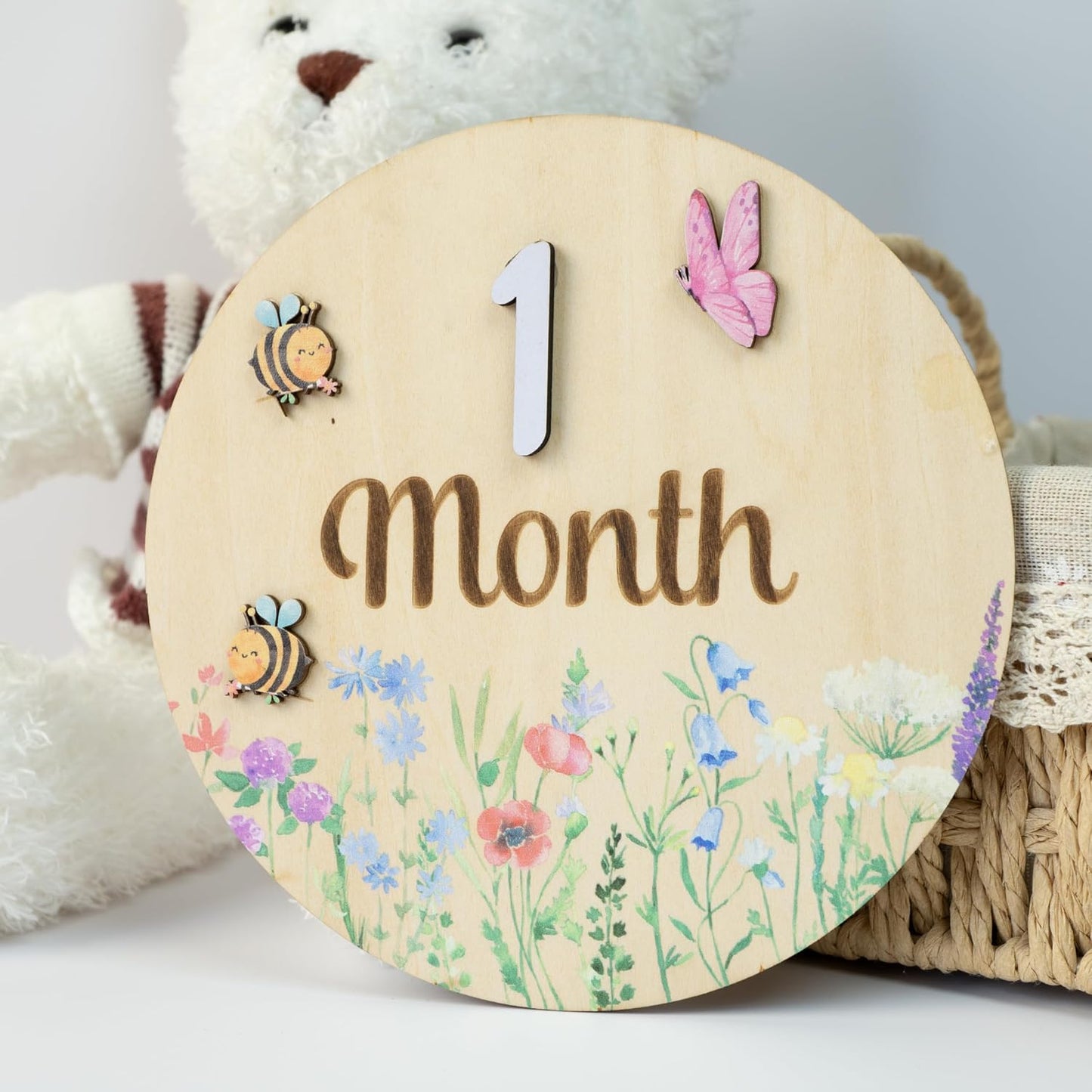 Tarjetas hitos mensuales madera para bebé