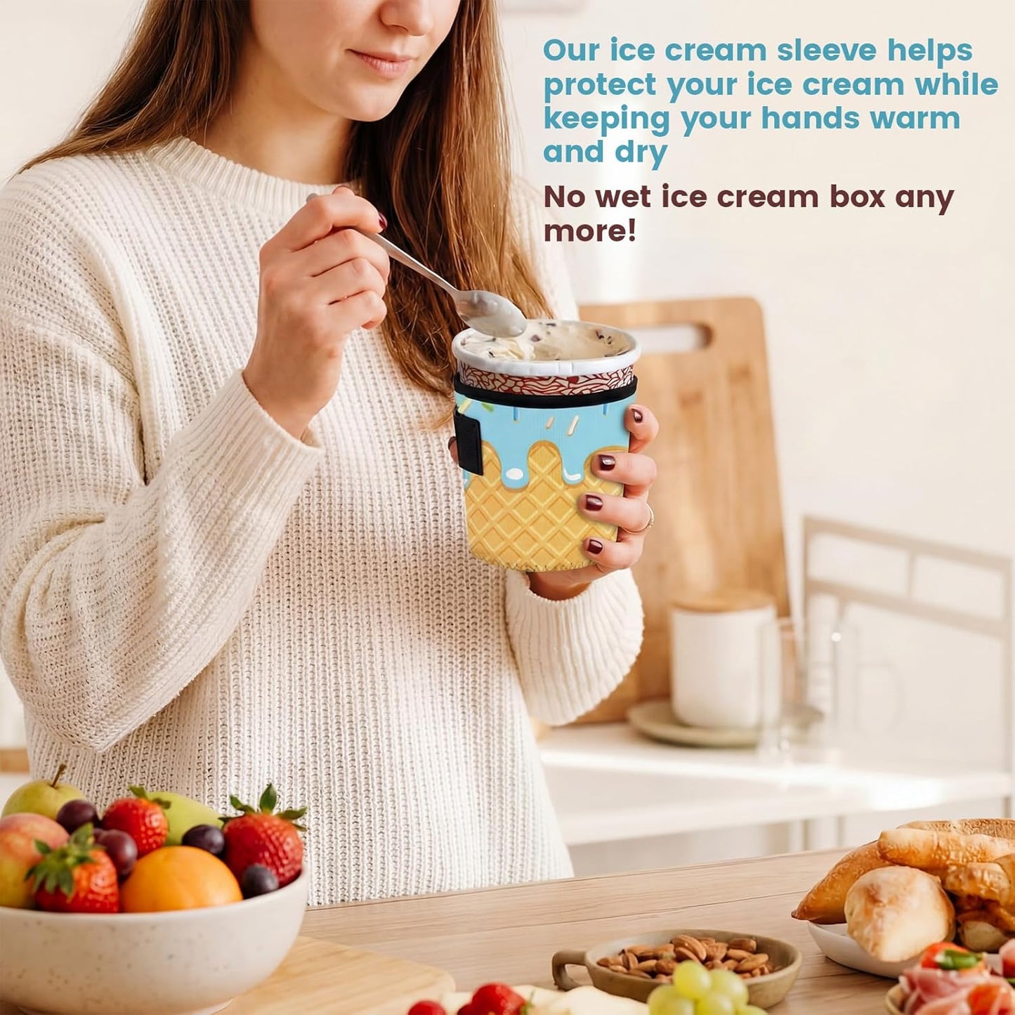 6 Fundas Helado Soporte Cuchara Neopreno Térmica Verano