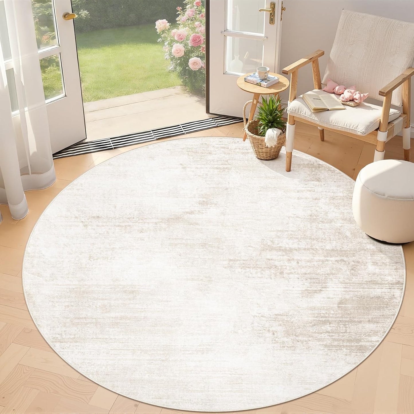 Alfombra redonda 4ft sala abstracta moderna lavable antideslizante