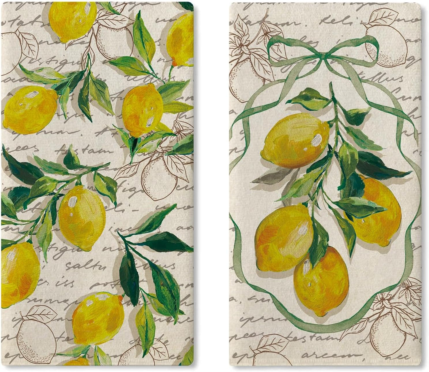 Juego de 2 trapos de cocina vintage con lazo retro de frutas cítricas