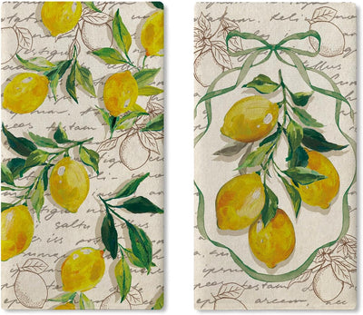 Juego de 2 trapos de cocina vintage con lazo retro de frutas cítricas
