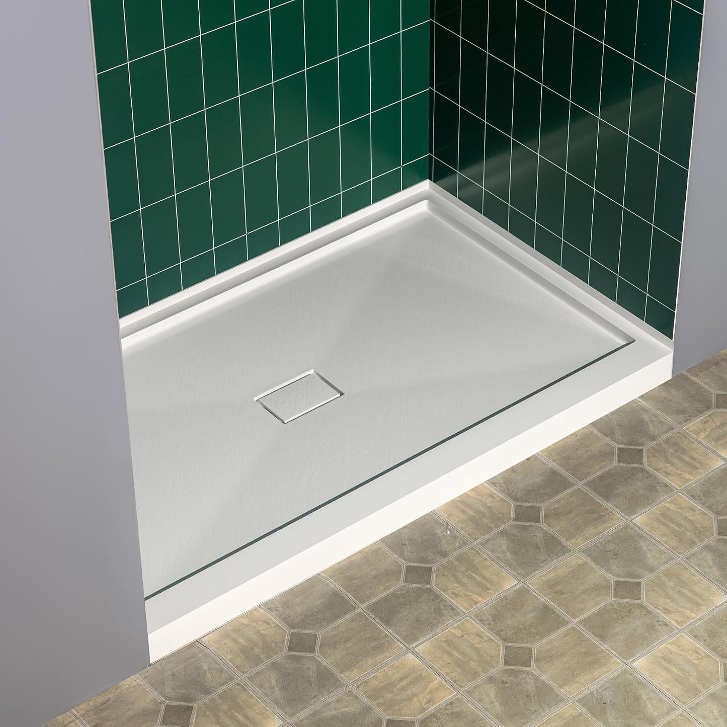 Base ducha 60x36pulg blanco drenaje central antideslizante