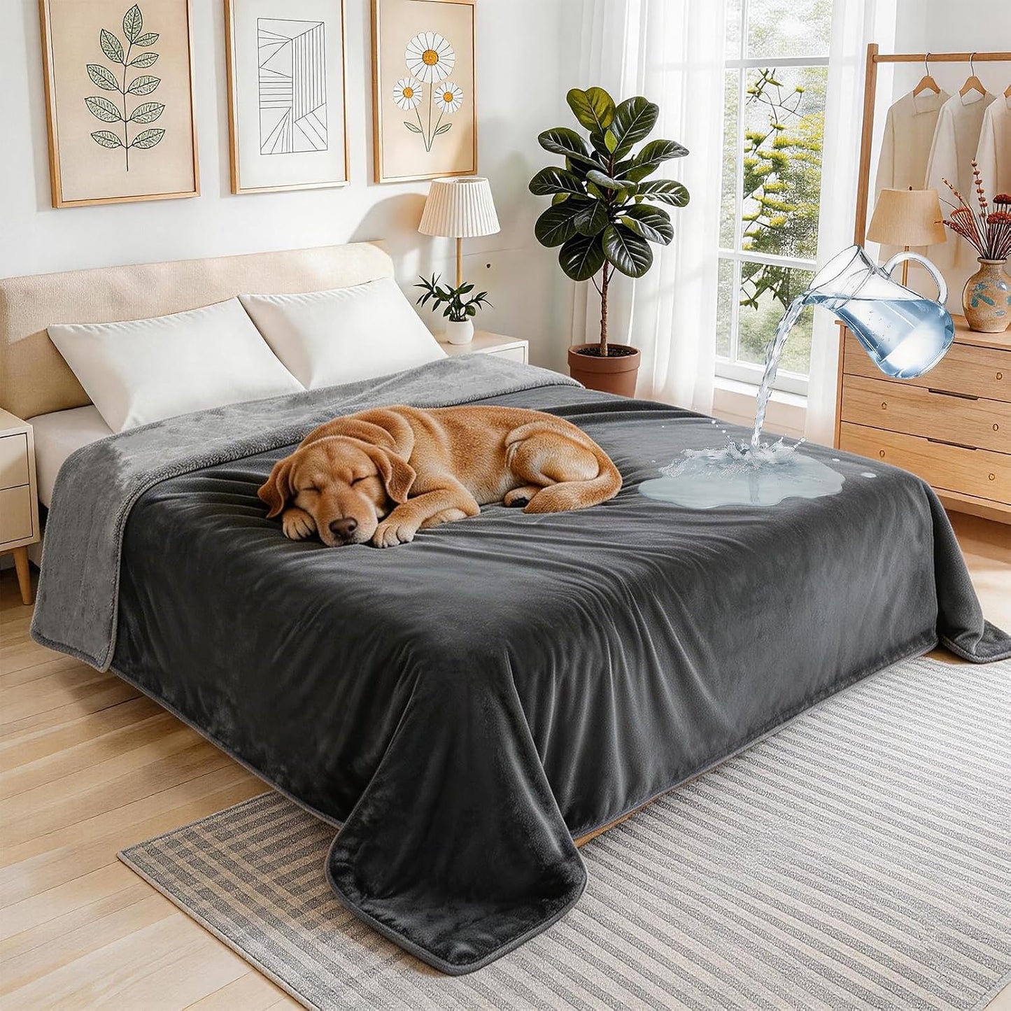 Manta impermeable para perro 80x60pulg franela suave reversible