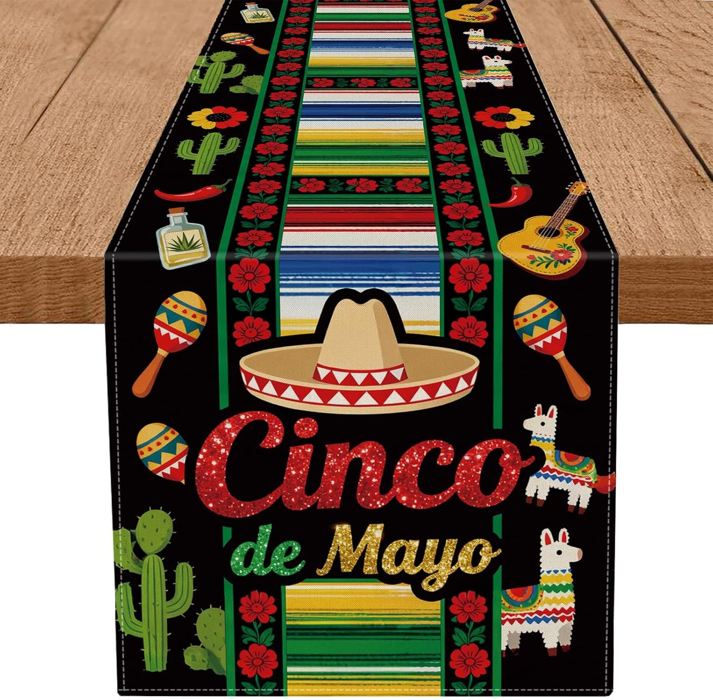Camino mesa Cinco de Mayo sombrero cactus negro 13x72pulg