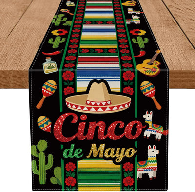 Camino mesa Cinco de Mayo sombrero cactus negro 13x72pulg