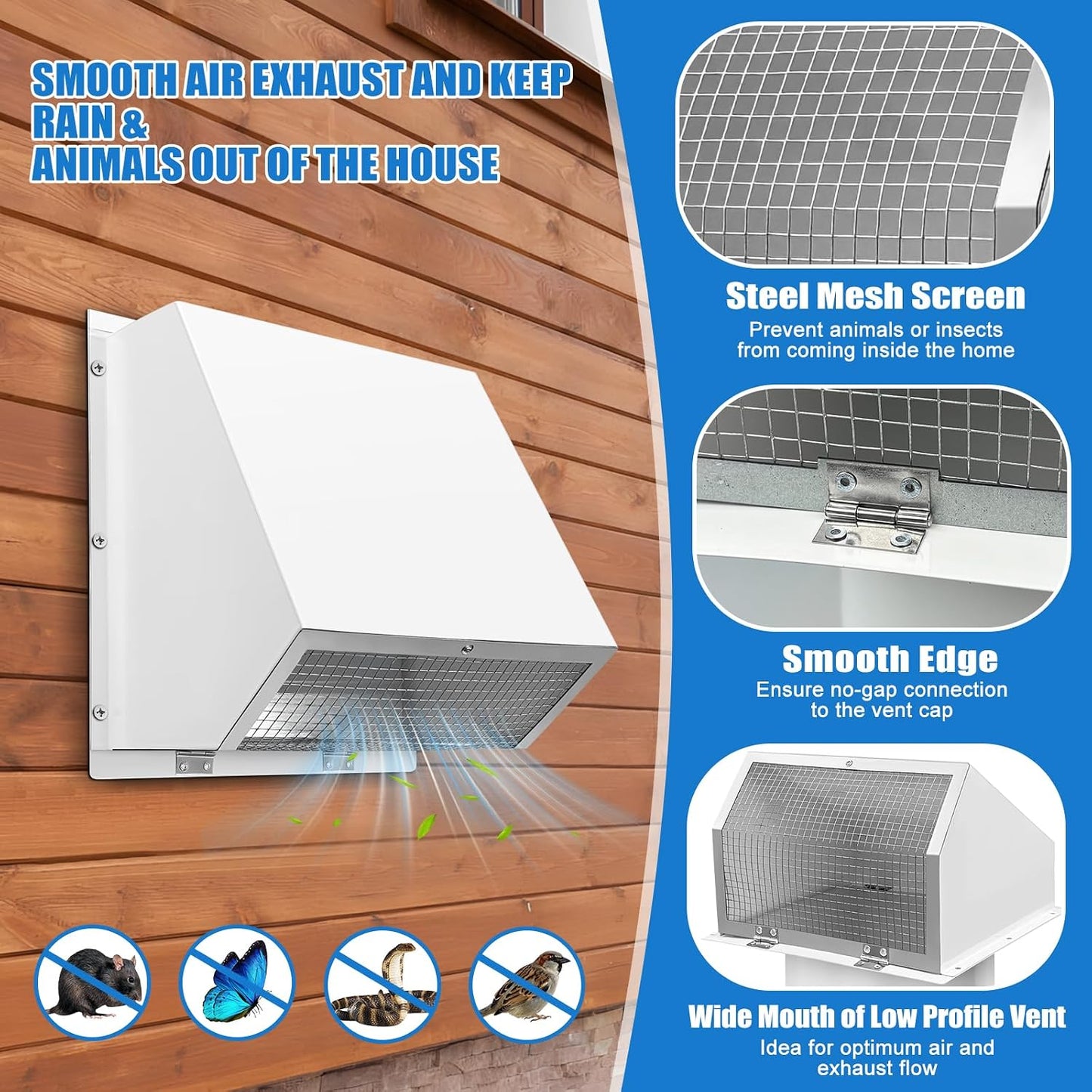 Cubierta ventilación pared microondas 8pulg campana extractora