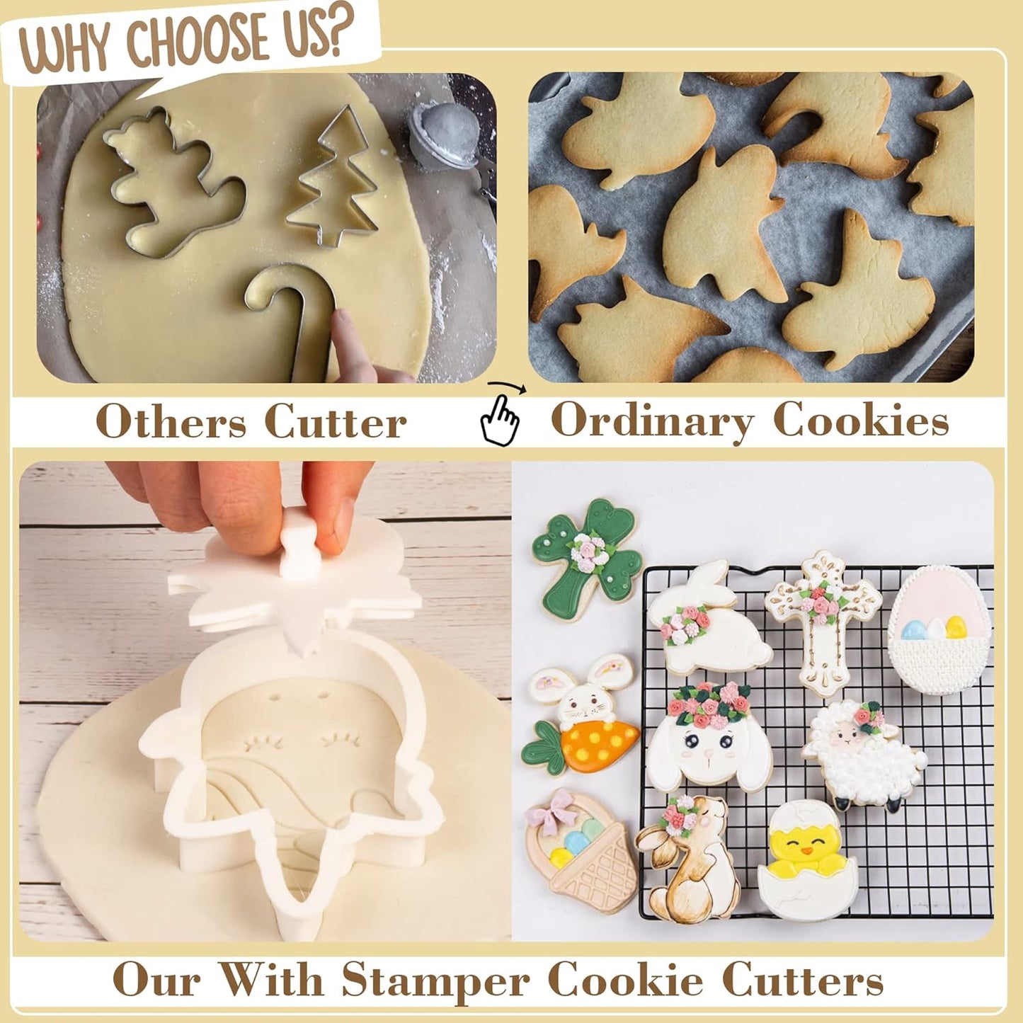 Cortadores galletas Pascua conejo 3.5pulg sellos vacaciones
