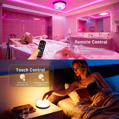 Luces ducha recargables control remoto RGBW impermeable