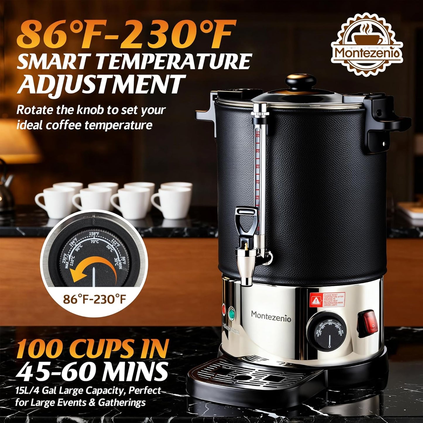 Urna Café 100 Tazas Acero Inox 304 Doble Aislamiento