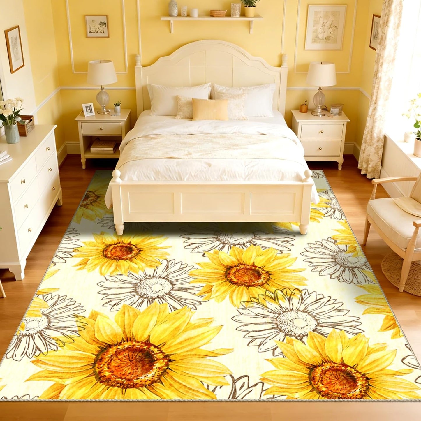 Alfombra rústica floral 6x9pulg antideslizante sala dormitorio