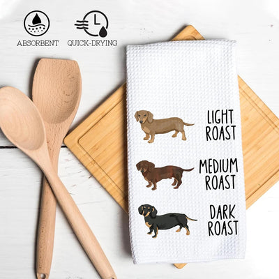 Toalla de cocina con diseño de café para dachshund, regalo para amantes del doxie