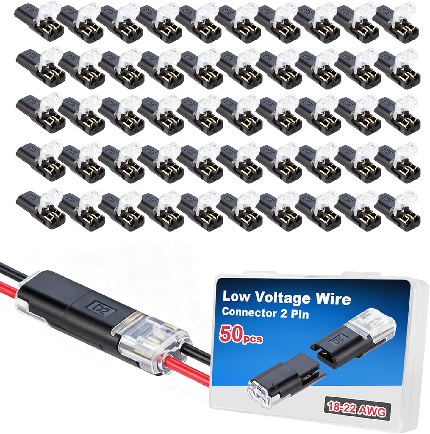 Conector doble enchufe cable bajo voltaje 18-22 AWG