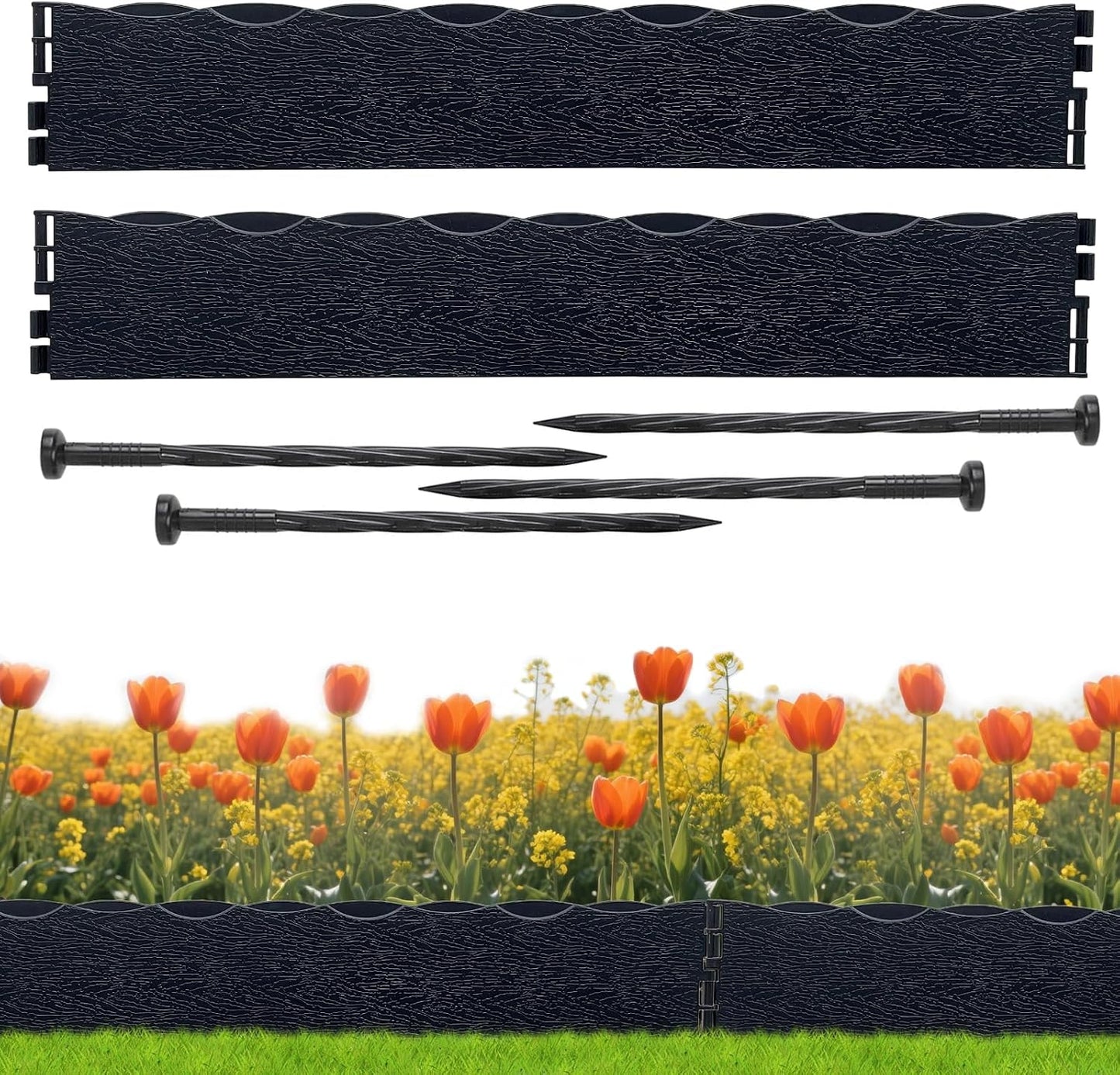 Borde jardín 2.4pulg madera estilo negro