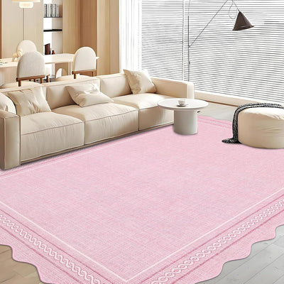 Alfombra festoneada 10x14ft sala rosa antideslizante lavable