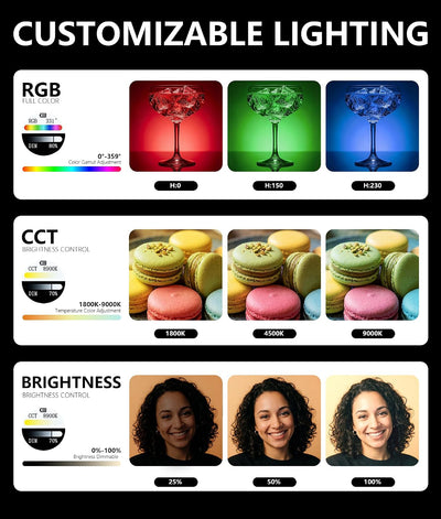 Luz LED portátil 10W RGB con clip para selfie y vlogging