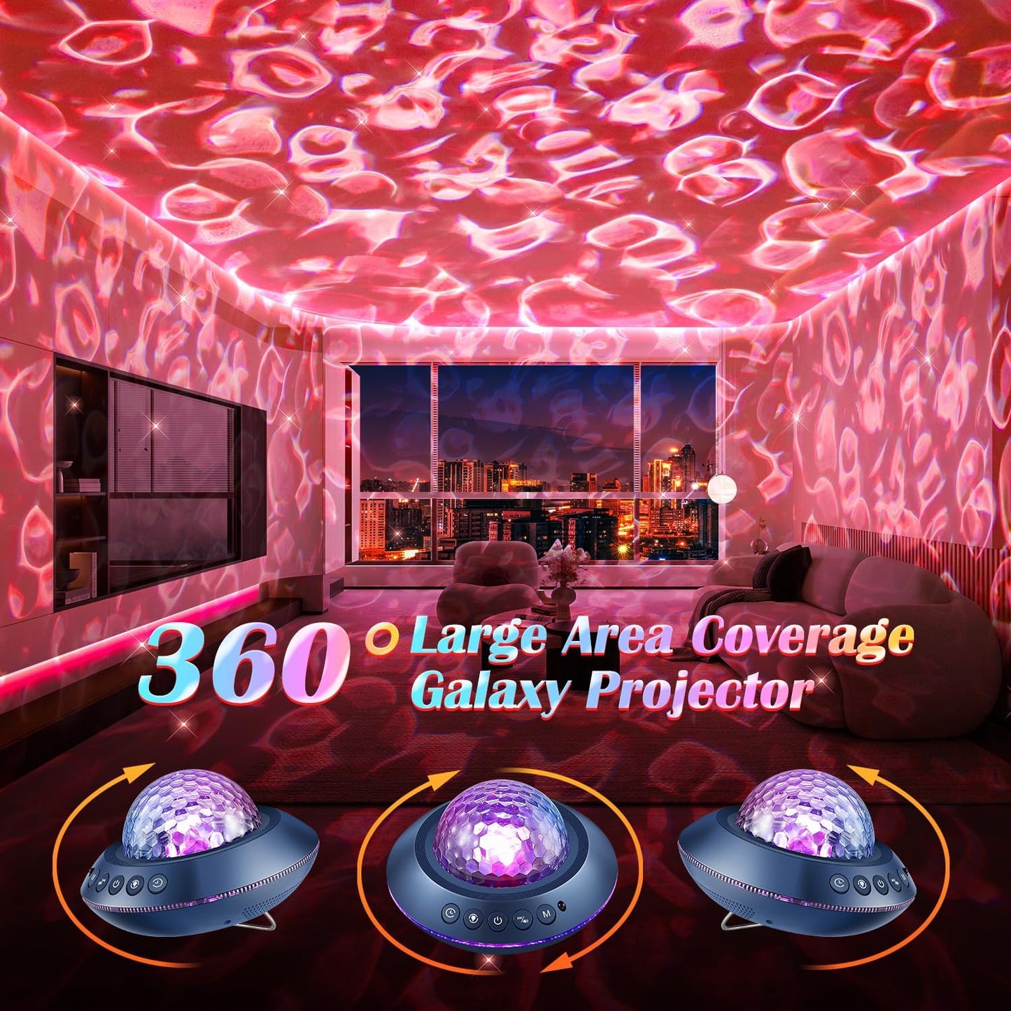 Proyector dormitorio galaxia Bluetooth 360° con temporizador
