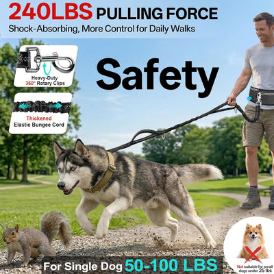Correa doble retráctil para perros mediano/grande 240lb ajustable