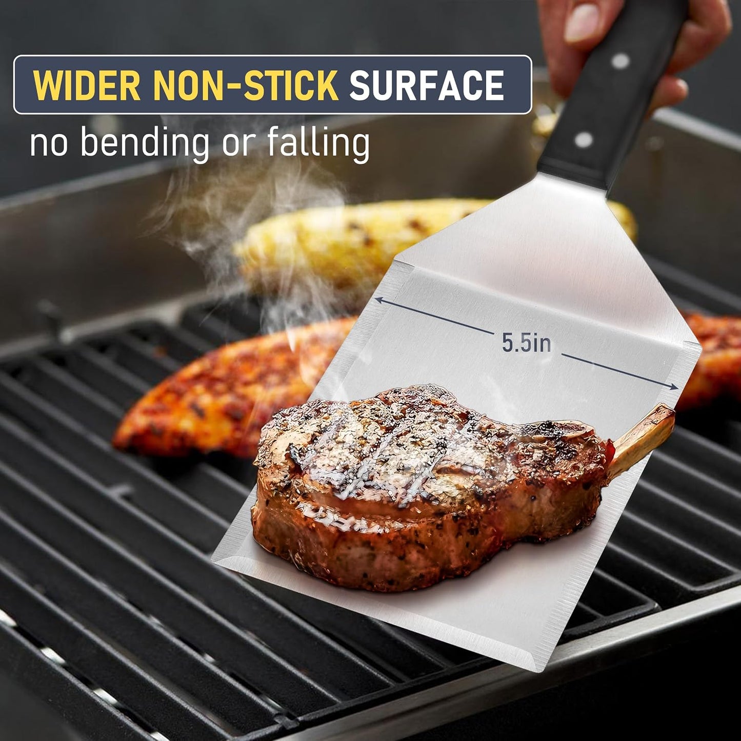 2 Pzas Espátulas Acero Inox ABS para Teppanyaki