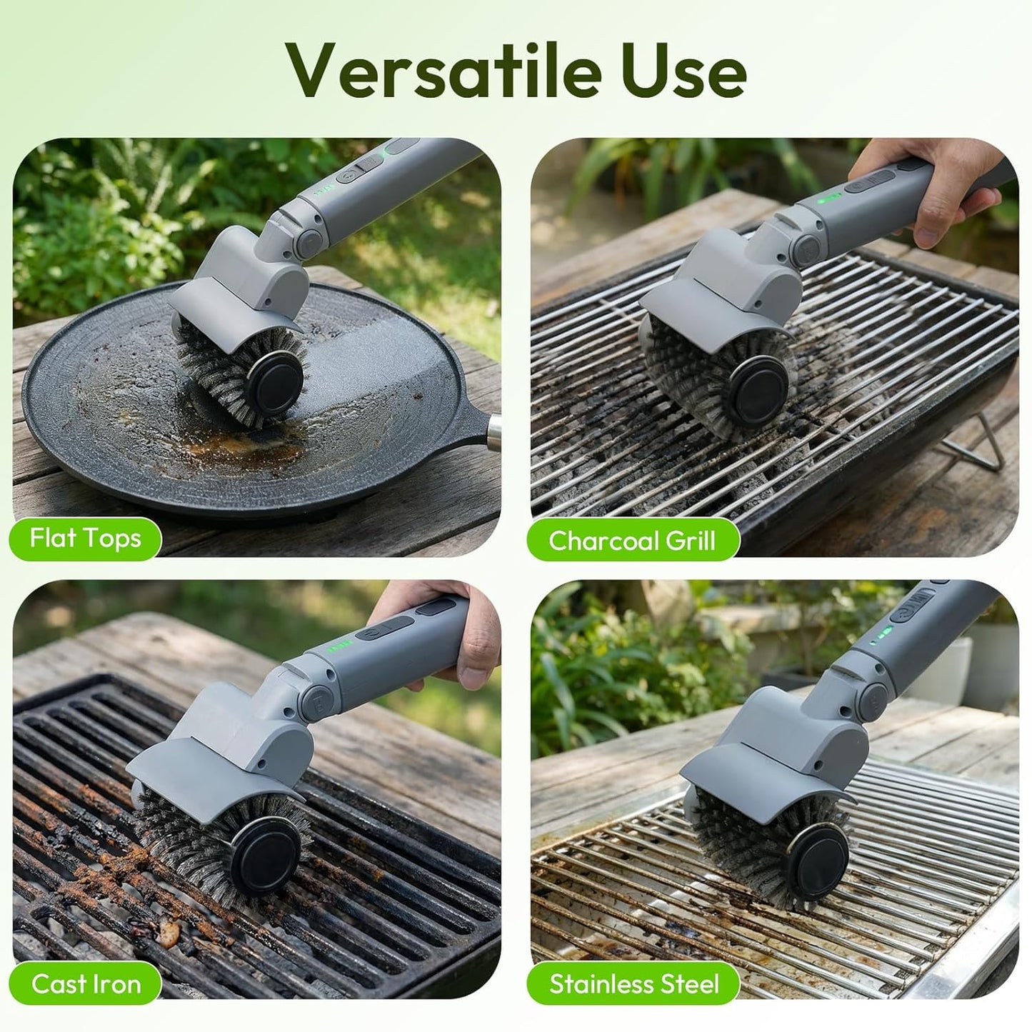 Cepillo eléctrico parrilla acero inox 410RPM 90min