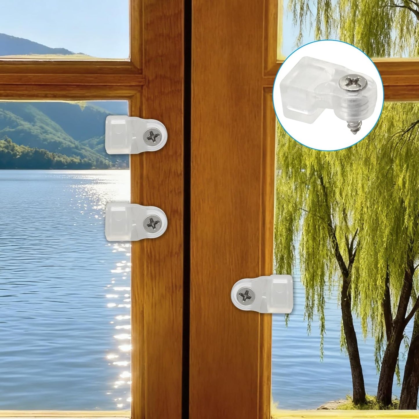 25 Clips Plástico Transparente para Vidrio Puerta Espejo