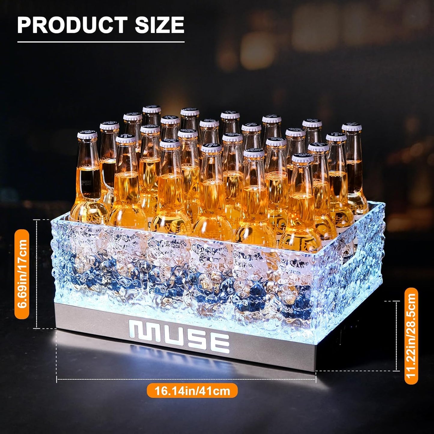 Cubo hielo plástico LED RGB para fiestas