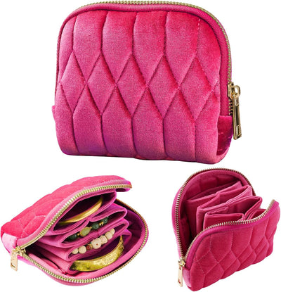 Funda viaje joyería terciopelo 5 capas con cremallera