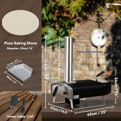 Horno de leña pizza con piedra giratoria portátil
